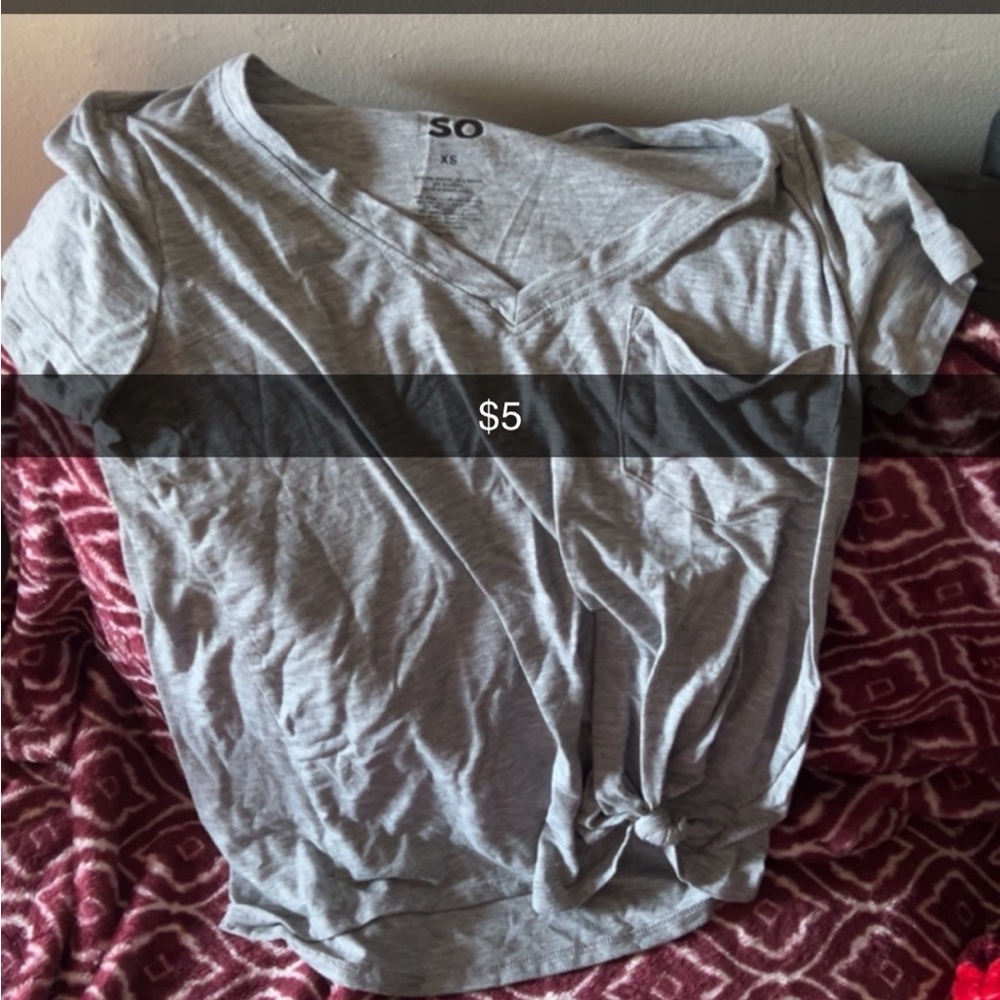 SO Women's Gray V-Neck Top